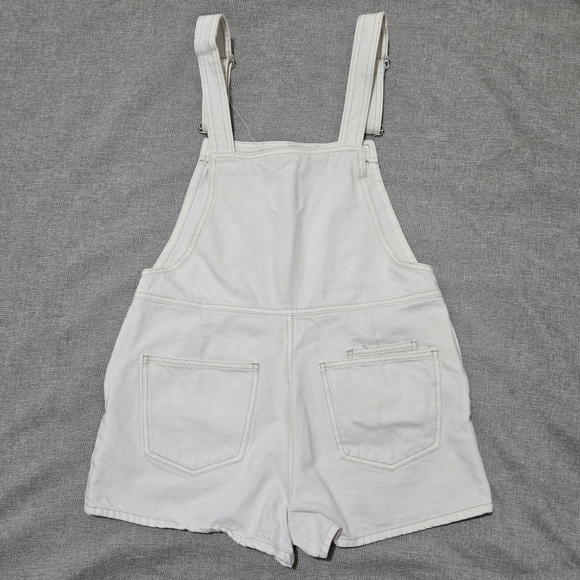 ZARA White Denim Shorts Overalls Size Medium - Picture 6 of 13